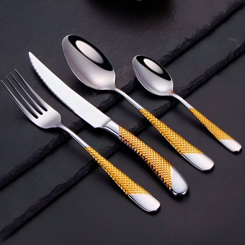 Diamond Textured Stainless Steel Cutlery Set