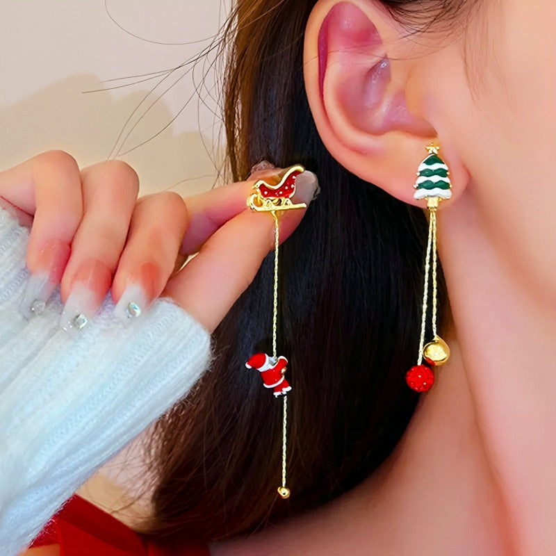Gold-Tone Christmas Stud Earrings