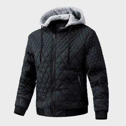 Diamond Quilted Bomber Hoodie