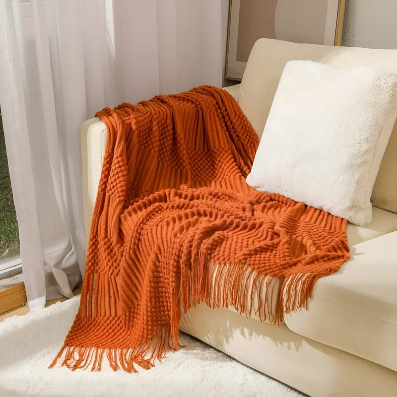 Fall Ultra-Soft Tassel Knitted Blanket