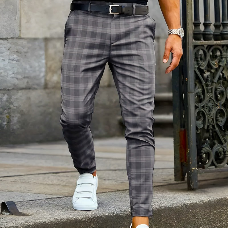 Tailored-Fit Plaid Trousers