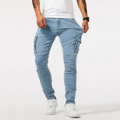 Premium 4-Way Stretch Tapered Cargo Jeans